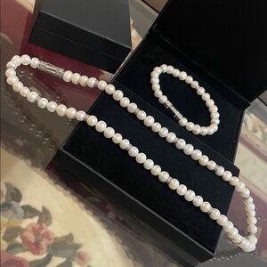 1933 by Esquire freshwater cultured pearl Necklace and Bracelet set